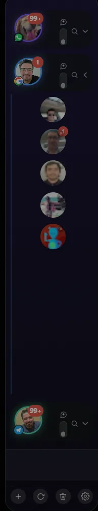OrbyChat mostrando burbujas flotantes en el borde de la pantalla
